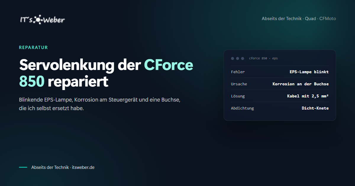 Servolenkung der CFMoto CForce 850 repariert, Korrosion am EPS-Steuergerät