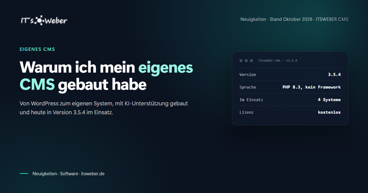 Warum ich mein eigenes CMS gebaut habe und wo es heute steht