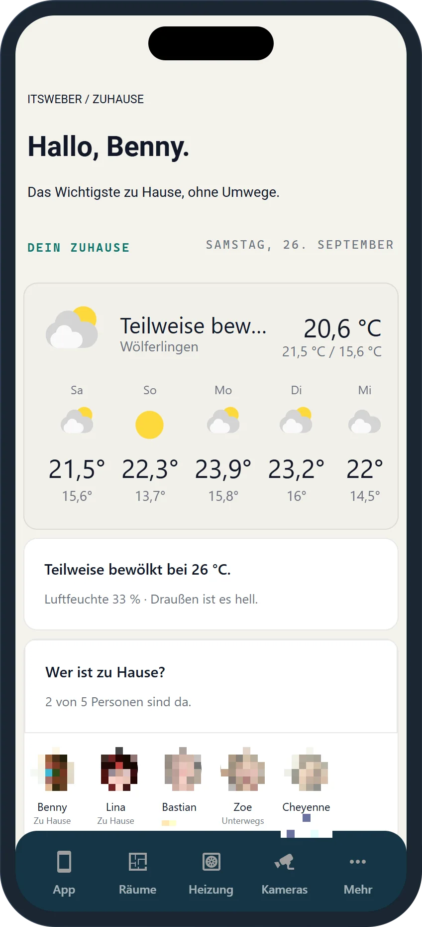 Startseite auf Handybreite