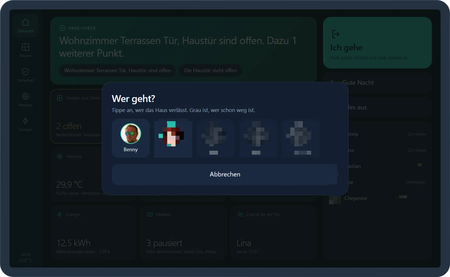 Ich gehe mit Gesichterauswahl