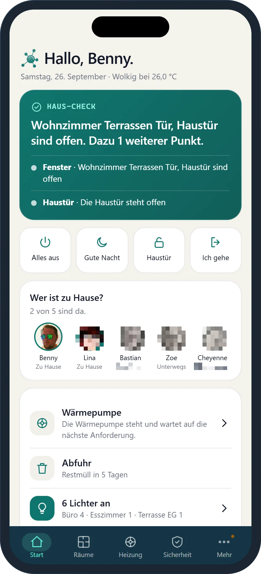 Startseite der Haus-App auf dem iPhone