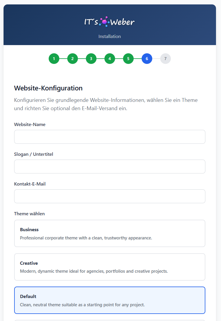 Installer Schritt 6: Theme wählen