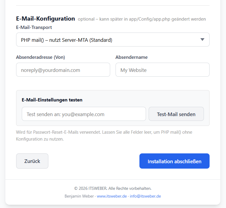 Installer Schritt 6a: Starter-Content