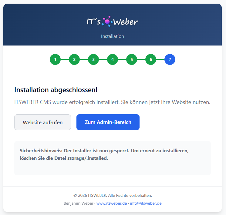 Installer Schritt 7: Fertig