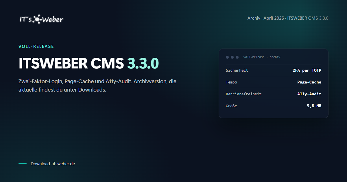 Beitragsbild ITSWEBER CMS 3.3.0 im Download-Archiv