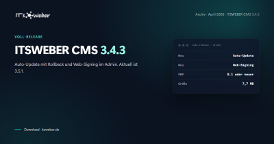 Beitragsbild ITSWEBER CMS 3.4.3, Voll-Release aus dem Archiv