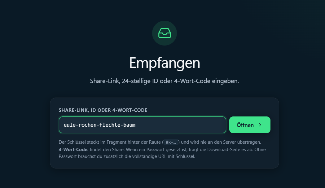 Empfangen per Code